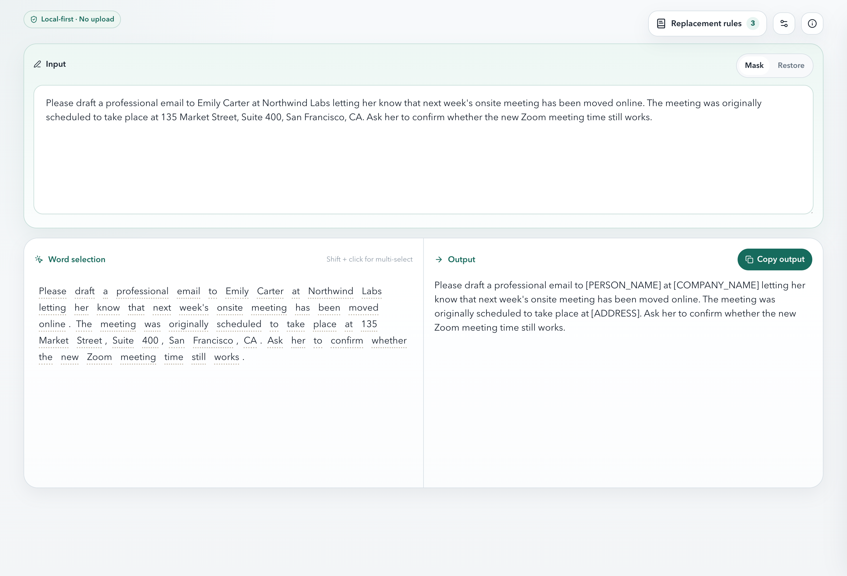 MaskPaste app screenshot
